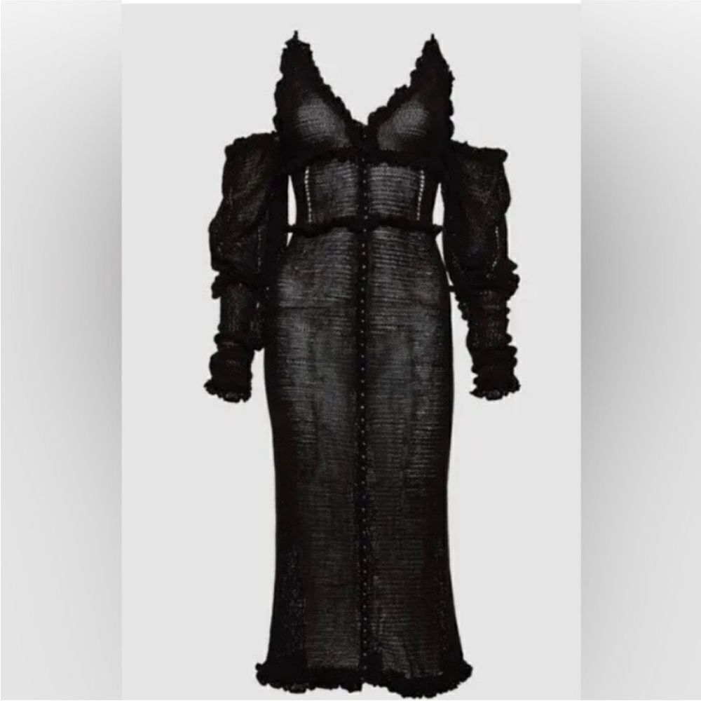 NWT Magda Butrym Black Long Sleeve crochet Dress, XS